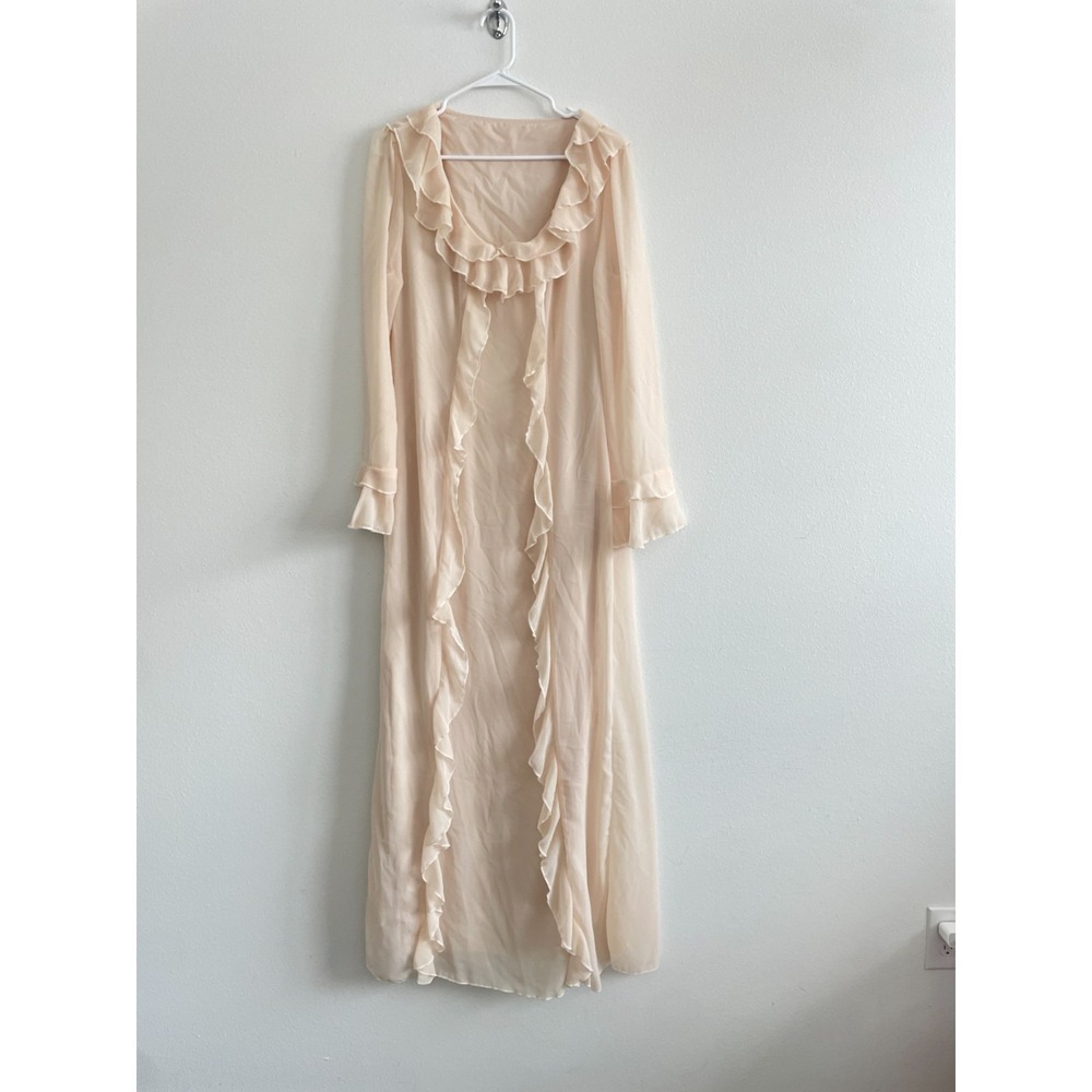 Shein Dress Women L Cream Maxi Romantic Femme Ruffle Ethereal Angelic Victorian